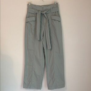 A New Day High Waisted Wide Leg Khaki Sage Women’s Tie Belt Boho Pants Sz 8